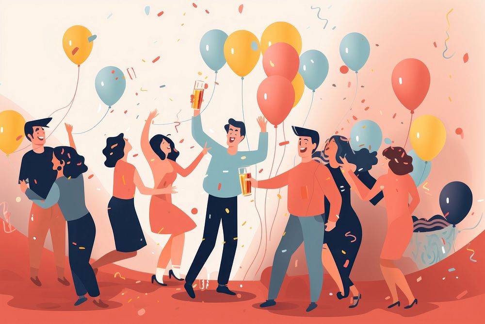 Celebrating party balloon people. AI generated Image by rawpixel.
