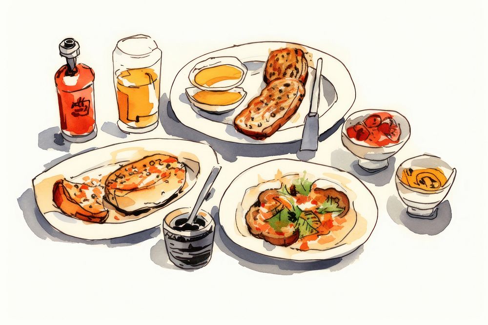 Food cartoon brunch lunch. AI generated Image by rawpixel.