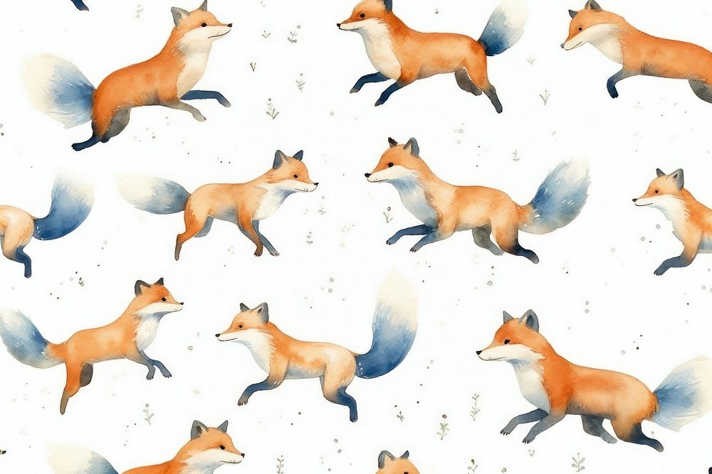 Foxes jump pattern animal mammal. AI generated Image by rawpixel.