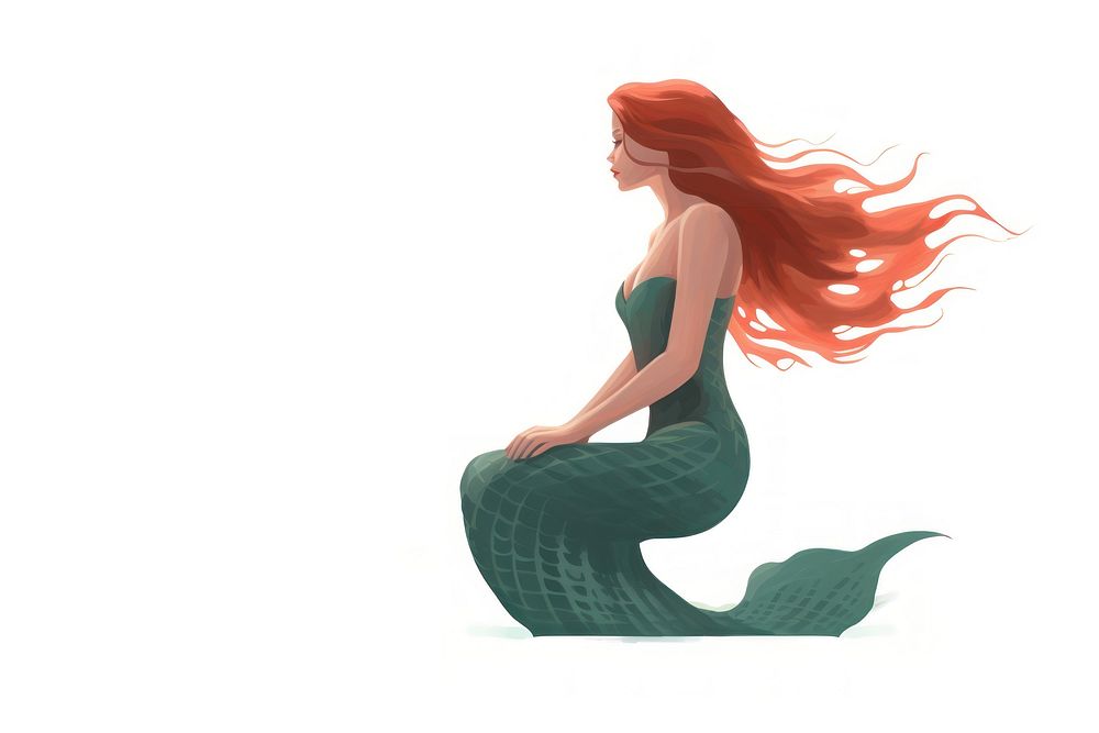 Mermaid adult white background underwater. AI generated Image by rawpixel.
