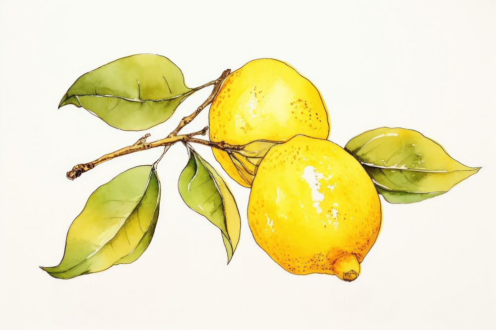 Lemon sketch fruit plant. AI generated Image by rawpixel.
