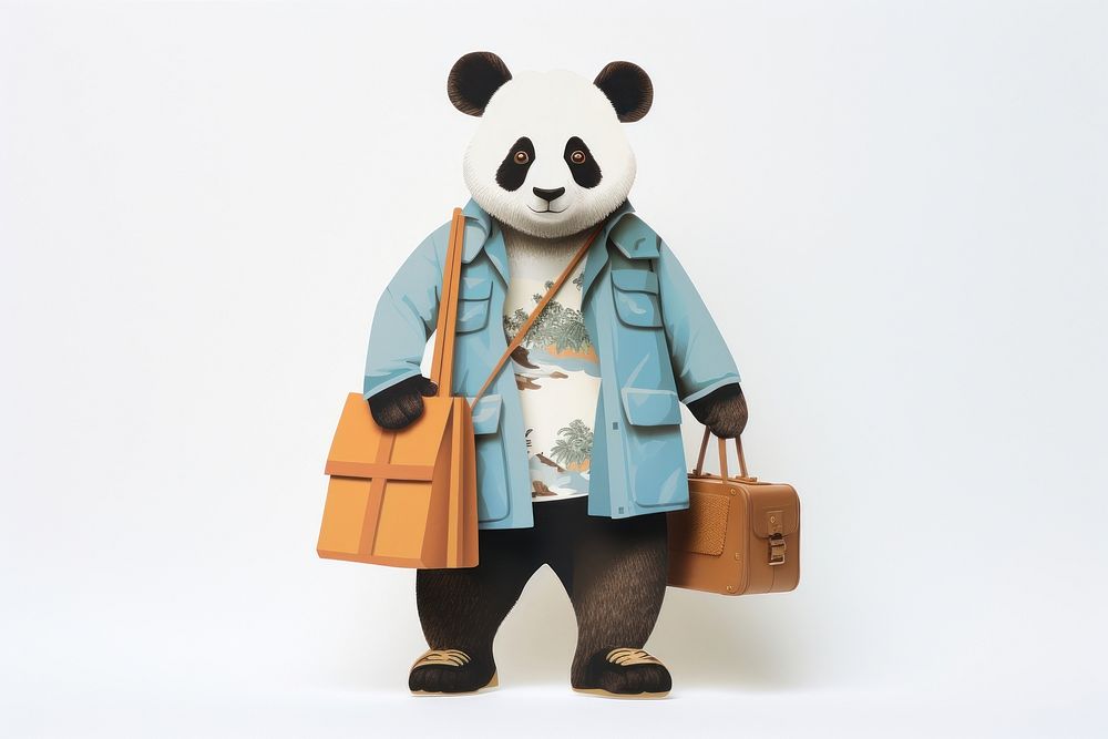 Panda tourist handbag mammal cute. AI generated Image by rawpixel.