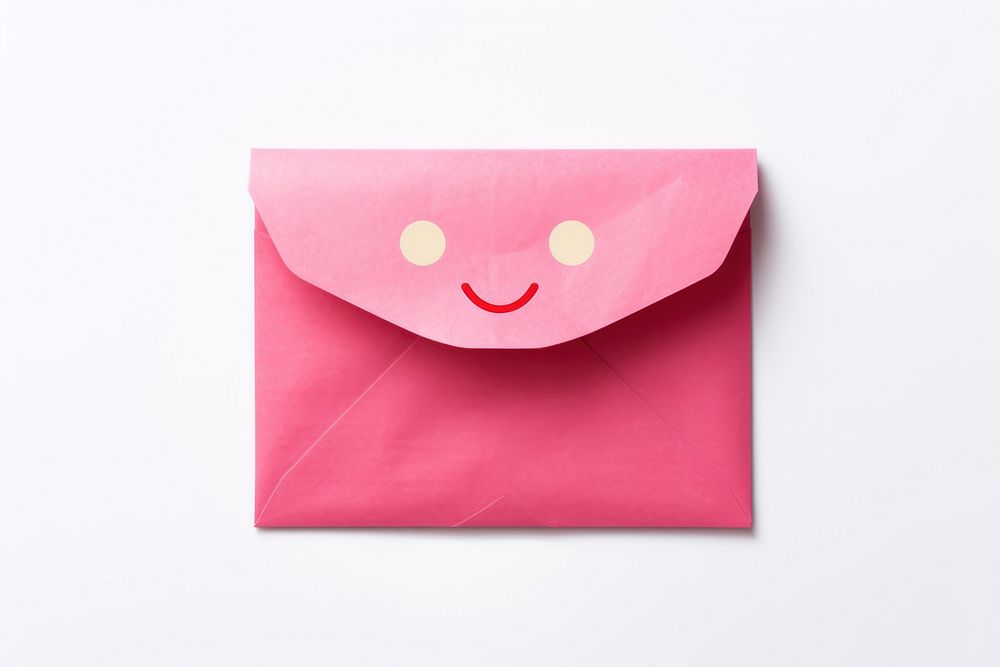 Smiling envelope paper text white background. AI generated Image by rawpixel.