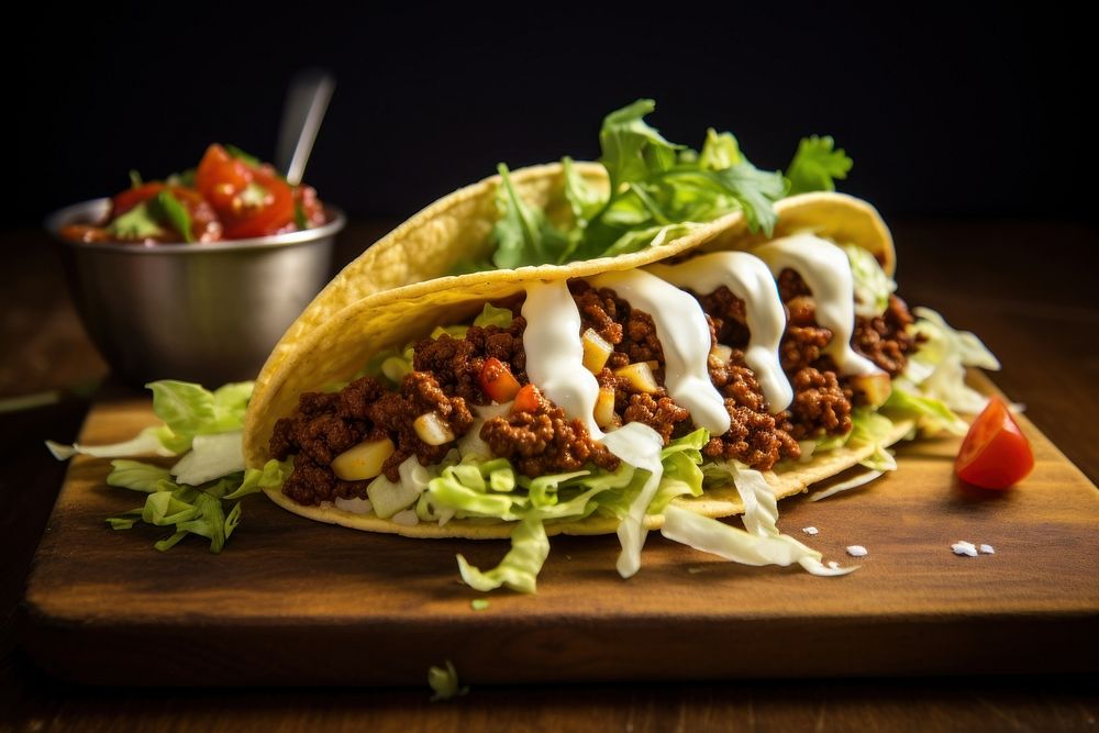 Mexican taco food vegetable freshness. AI generated Image by rawpixel.