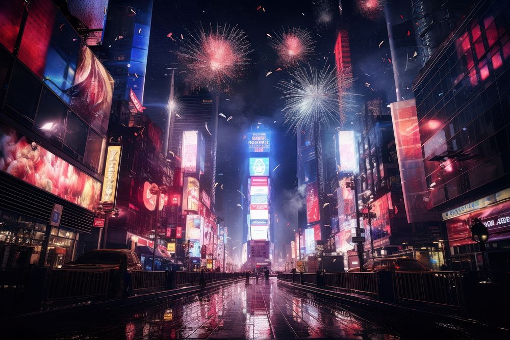 New year eve night architecture metropolis. AI generated Image by rawpixel.
