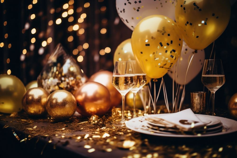 New year party christmas balloon food. AI generated Image by rawpixel.