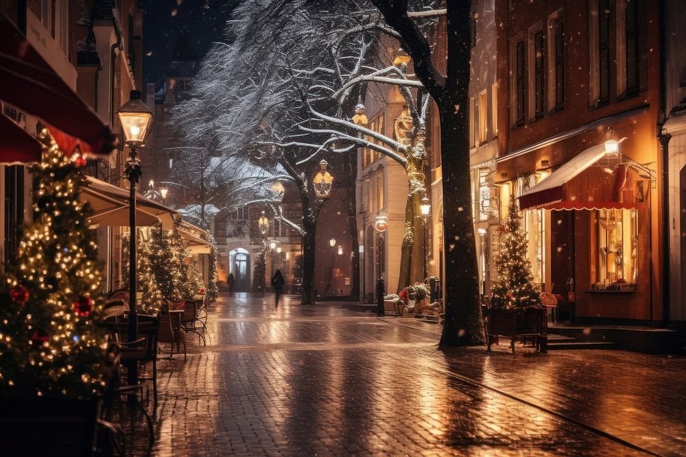 Christmas town illuminated decoration. AI generated Image by rawpixel.