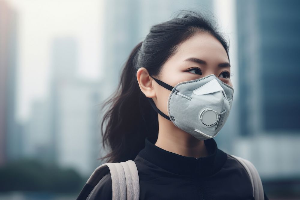Protection adult woman mask. AI generated Image by rawpixel.