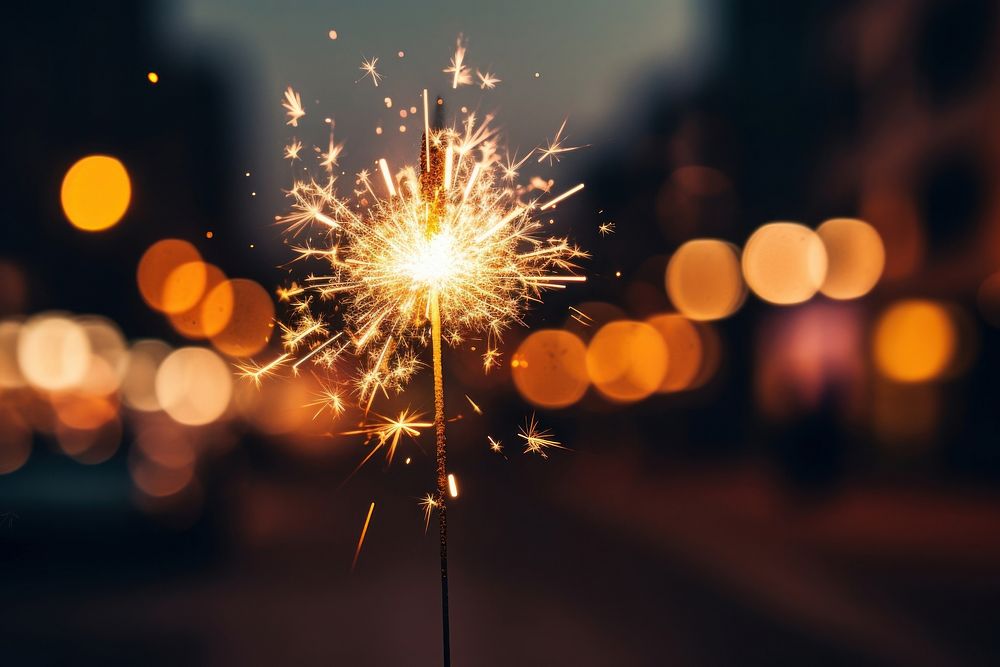 Golden firework fireworks night lighting. AI generated Image by rawpixel.