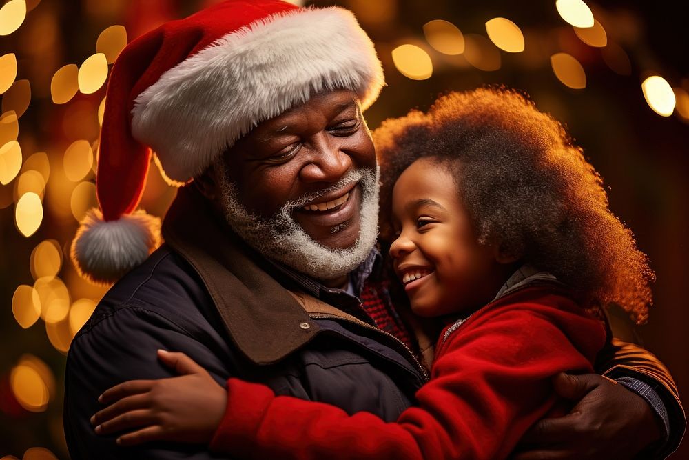 Grandfather hugging family christmas togetherness affectionate. AI generated Image by rawpixel.