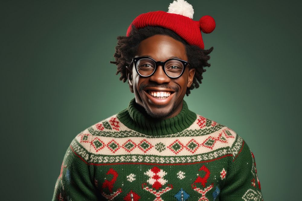 African american man christmas portrait laughing. AI generated Image by rawpixel.