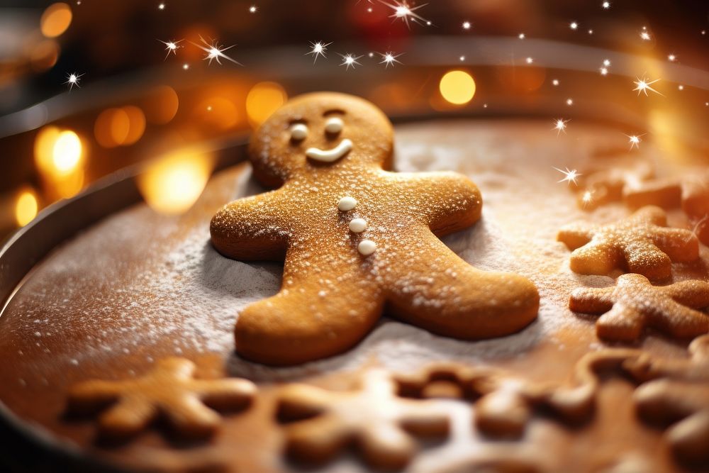 Gingerbread cookies food confectionery illuminated. AI generated Image by rawpixel.