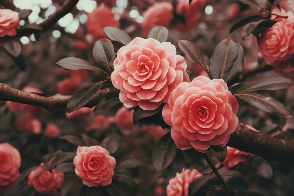 Camellia blossom flower plant. AI generated Image by rawpixel.