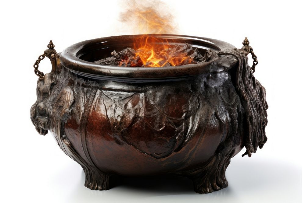 Cauldron fire white background blacksmith. AI generated Image by rawpixel.