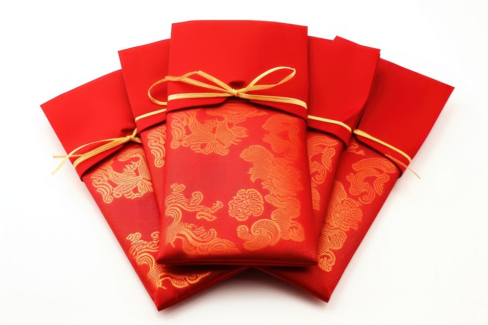 Chinese red envelopes white background celebration decoration. AI generated Image by rawpixel.