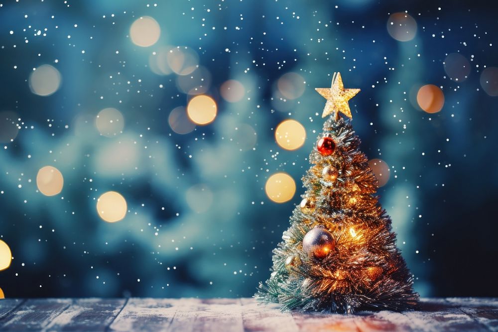 Christmas tree night illuminated celebration. AI generated Image by rawpixel.