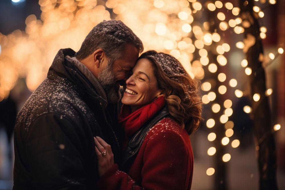 Couple christmas lighting adult. AI generated Image by rawpixel.