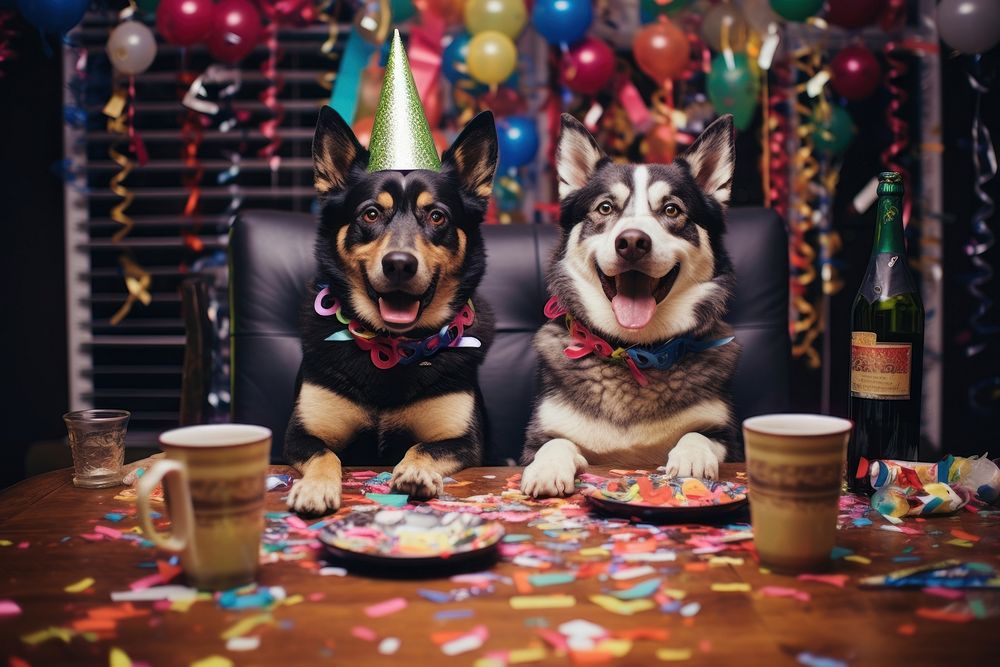 Dog new year party portrait mammal animal. AI generated Image by rawpixel.