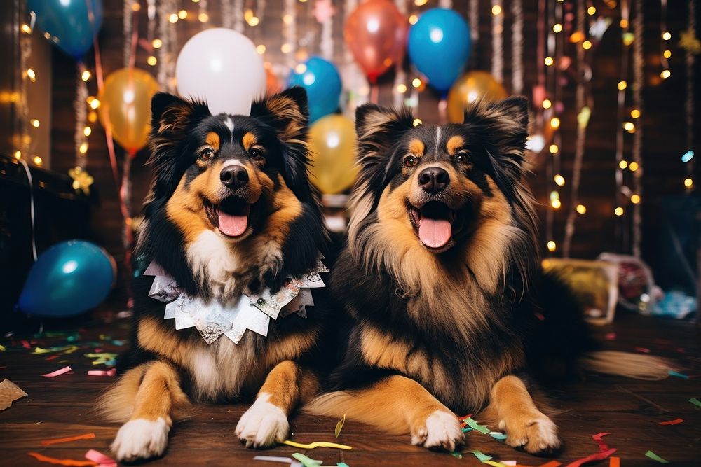 Dog new year party mammal animal pet. AI generated Image by rawpixel.