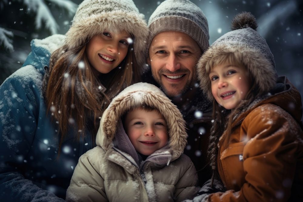 Snow christmas portrait outdoors. AI generated Image by rawpixel.