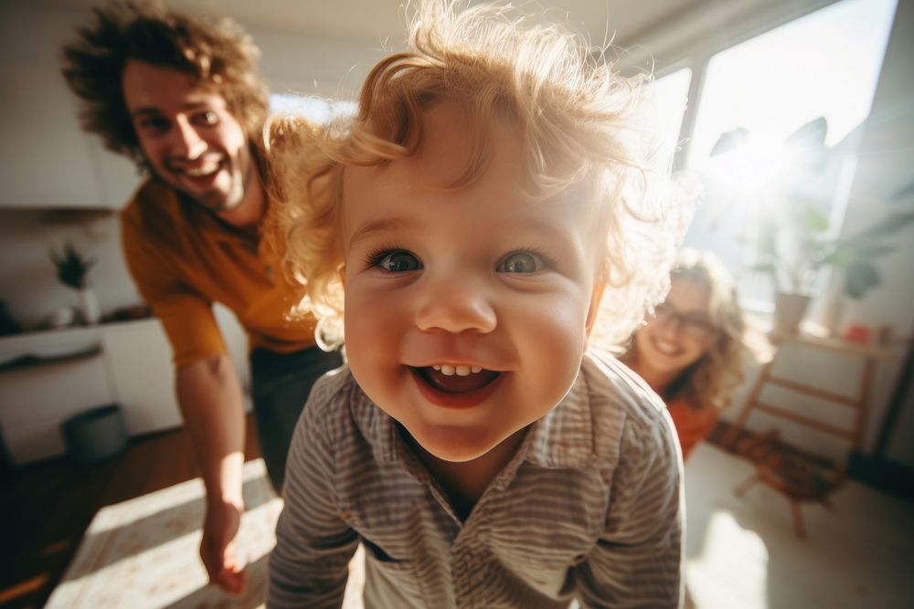 Family selfie toddler happy baby. AI generated Image by rawpixel.