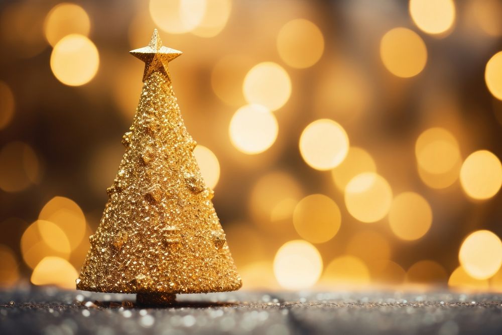 Golden christmas tree decoration illuminated celebration chandelier. AI generated Image by rawpixel.