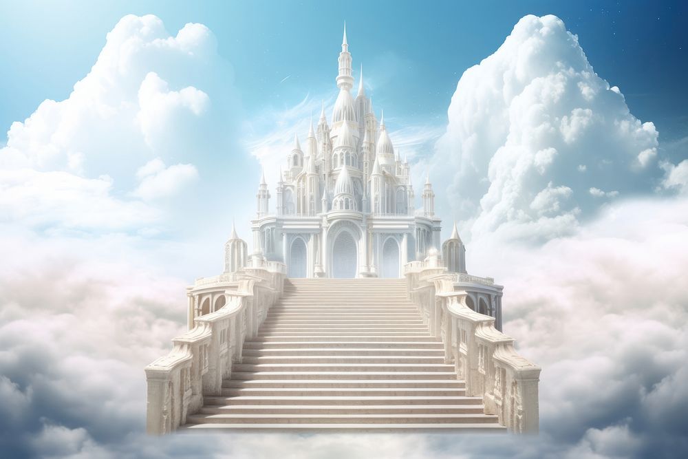 Heaven architecture staircase landscape. AI generated Image by rawpixel.