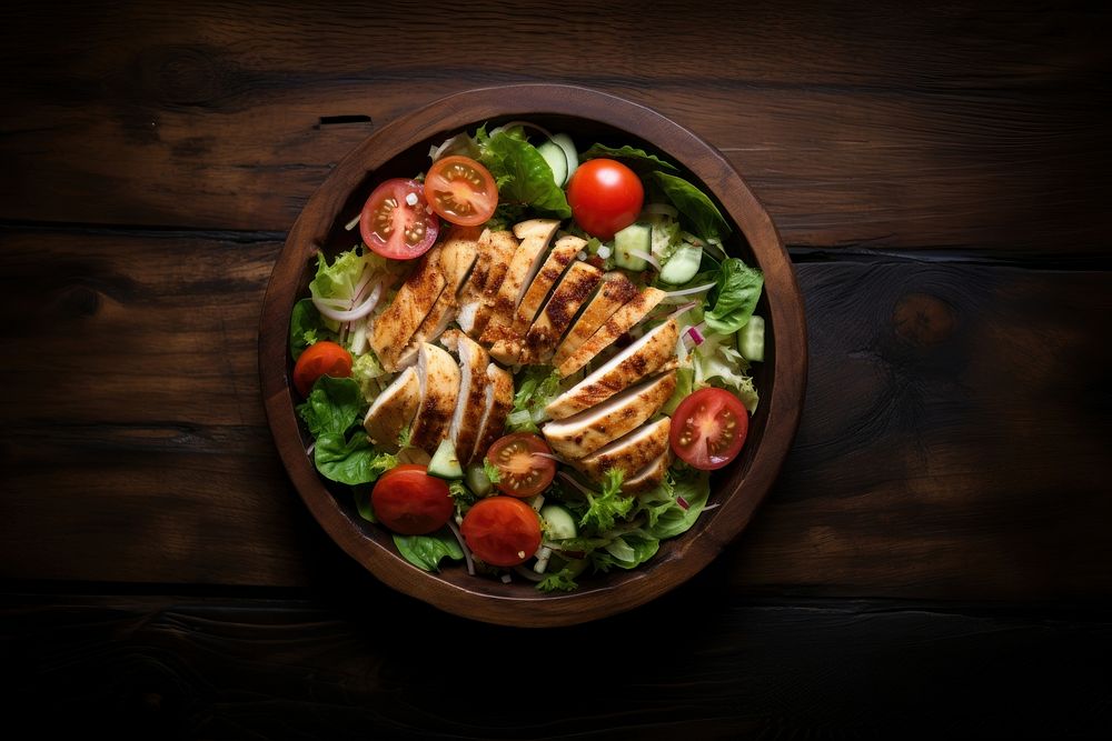 Roast chicken salad table food meal. AI generated Image by rawpixel.