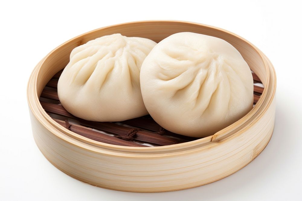 Stuffed steamed bun dumpling food white background. AI generated Image by rawpixel.