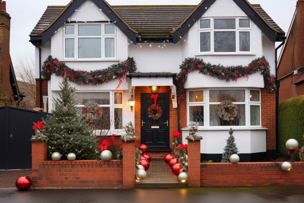 Semi-detached house christmas decoration christmas decorations. AI generated Image by rawpixel.