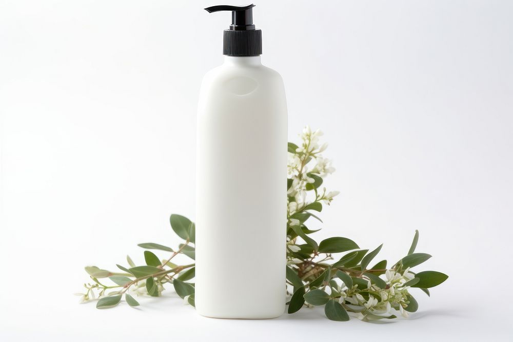 Shampoo bottle plant white background container. AI generated Image by rawpixel.