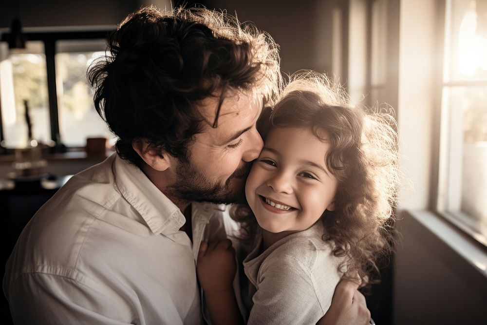Happy family picture kissing hugging portrait. AI generated Image by rawpixel.