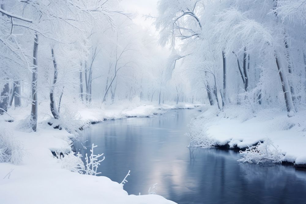 Winter landscape outdoors woodland. AI generated Image by rawpixel.