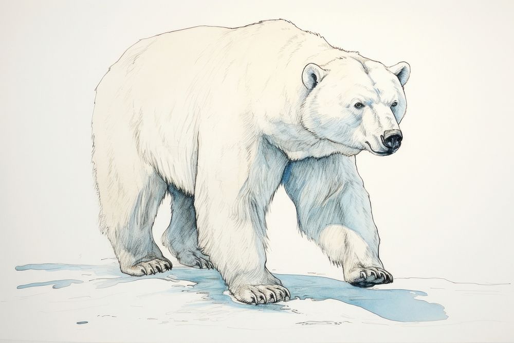 Polar bear sketch art wildlife. AI generated Image by rawpixel.