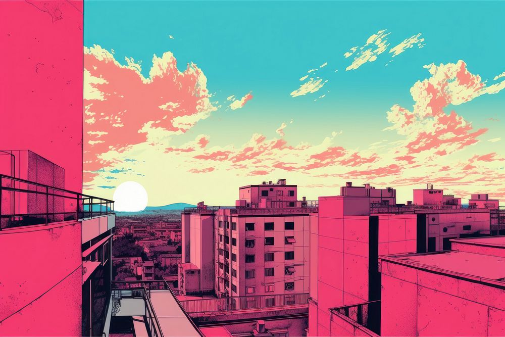Rooftop building architecture cityscape outdoors. AI generated Image by rawpixel.