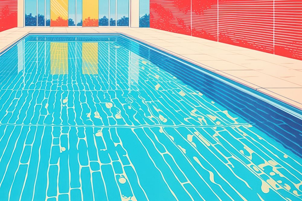 Swimming pool architecture reflection flooring. AI generated Image by rawpixel.