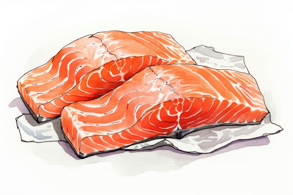 Salmon sashimi seafood sketch freshness. AI generated Image by rawpixel.