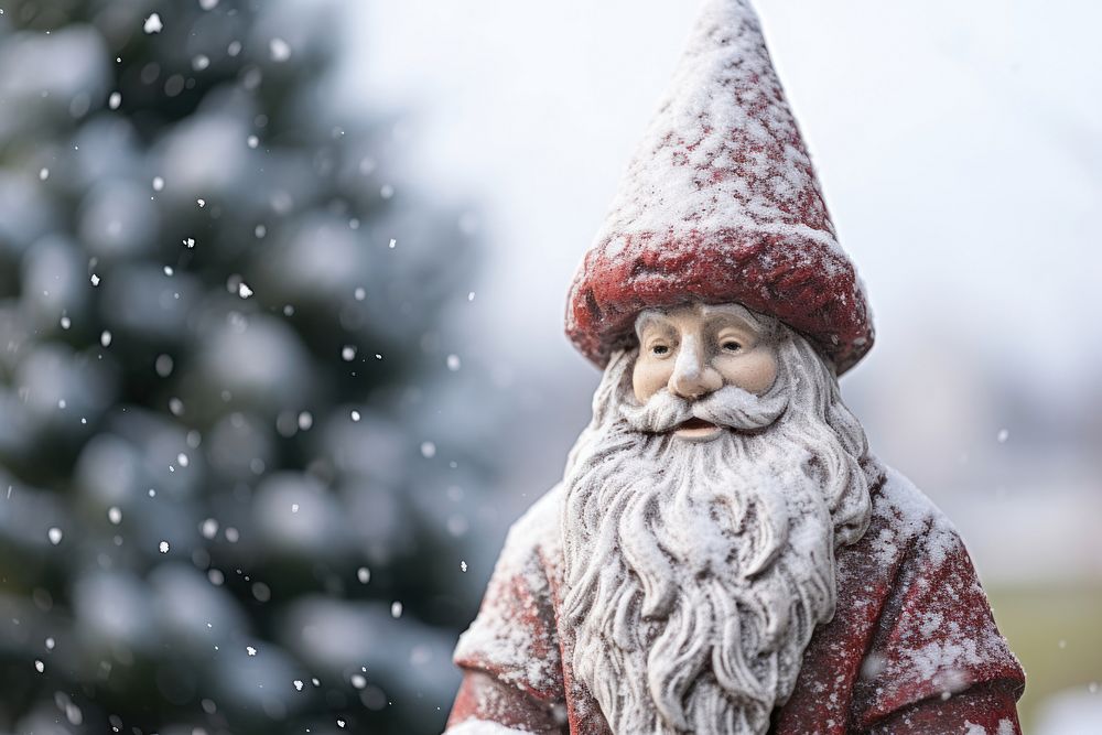 Santa statue snow outdoors winter. AI generated Image by rawpixel.
