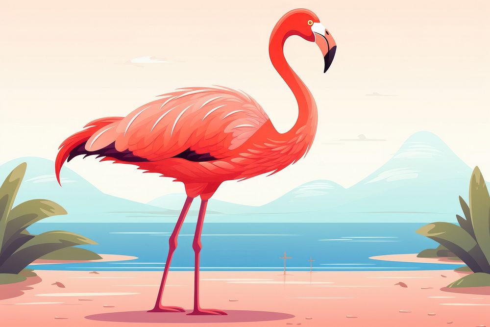 Pink flamingo outdoors animal bird. AI generated Image by rawpixel.