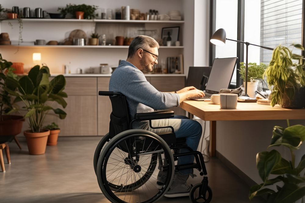 Smart disabled computer sitting chair. AI generated Image by rawpixel.