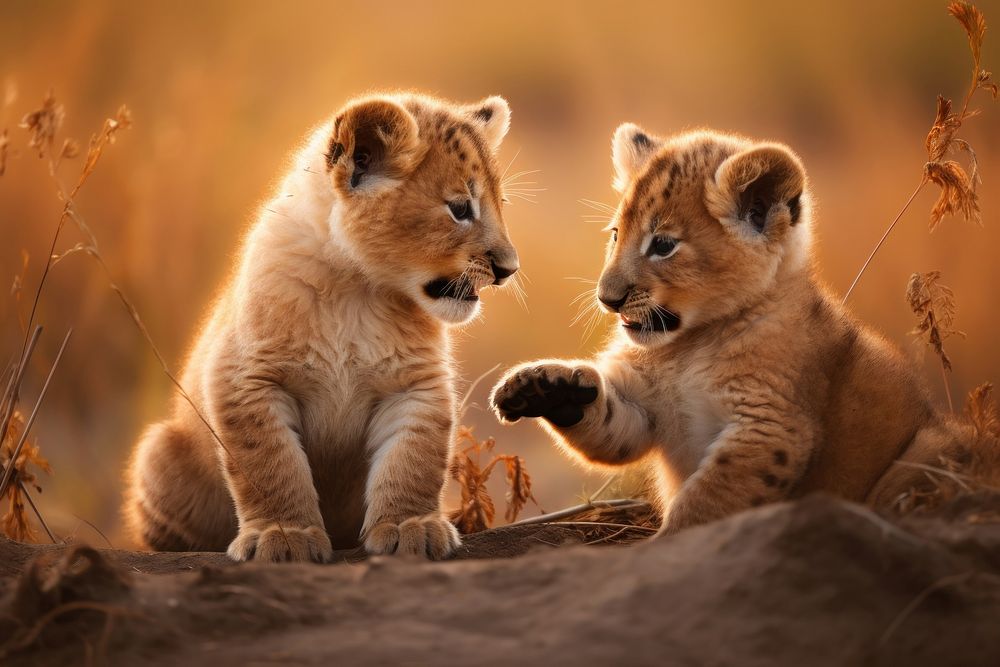 Two Cubs wildlife animal mammal. 