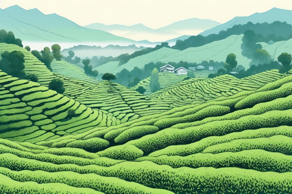 Tea plantation agriculture landscape outdoors. AI generated Image by rawpixel.