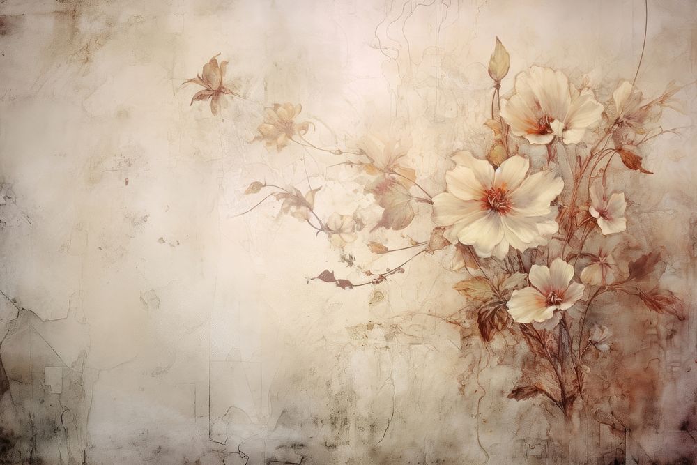 Flower backgrounds painting plant. AI generated Image by rawpixel.