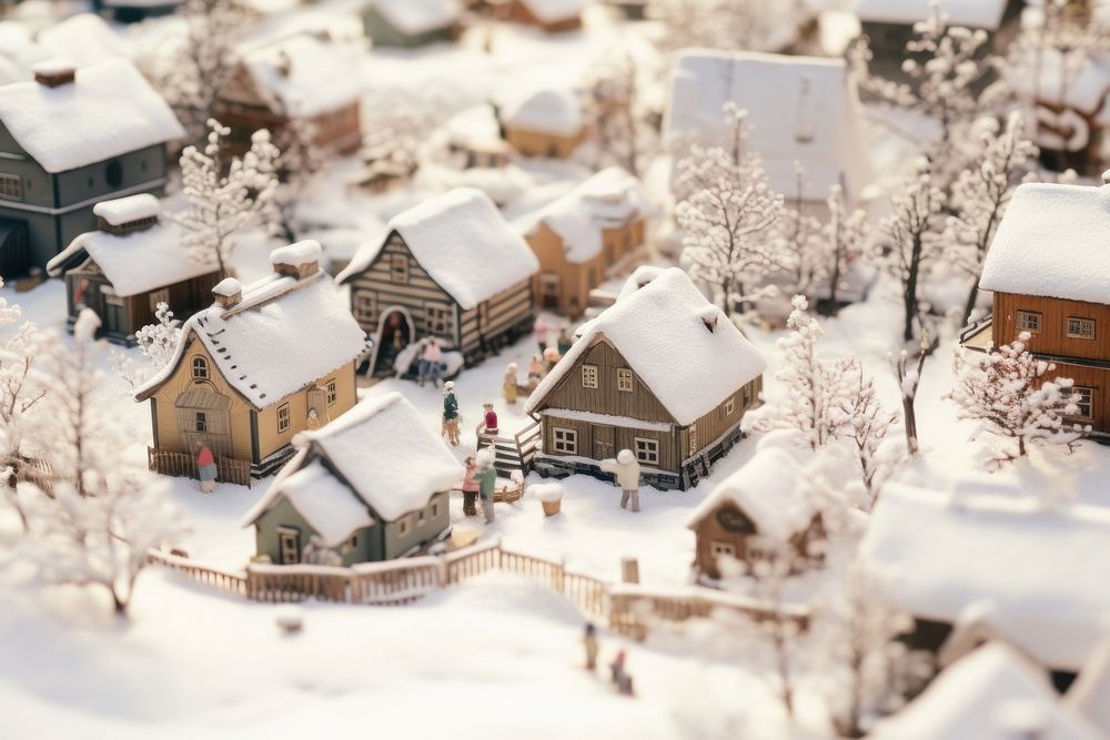 Snow architecture christmas building. AI generated Image by rawpixel.