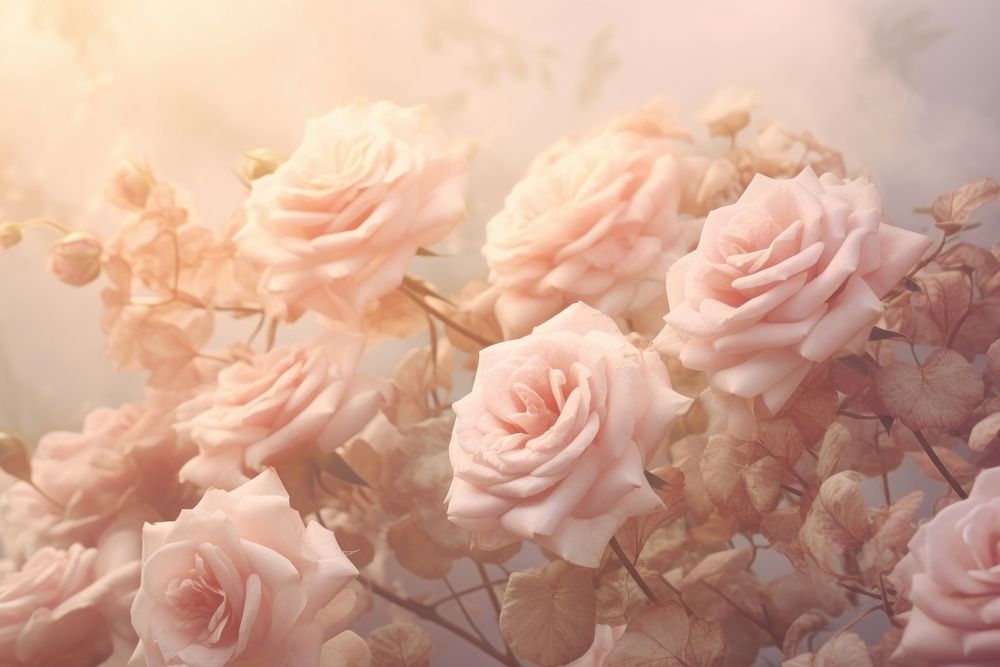 Vintage rose blossom flower plant. AI generated Image by rawpixel.