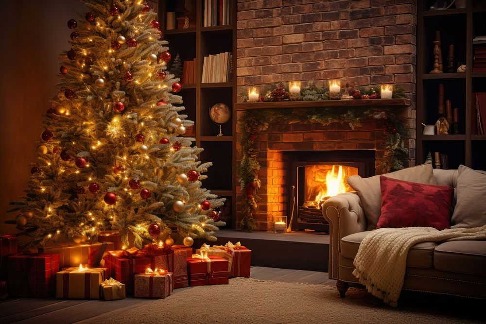 Warm living room christmas decoration | Free Photo - rawpixel