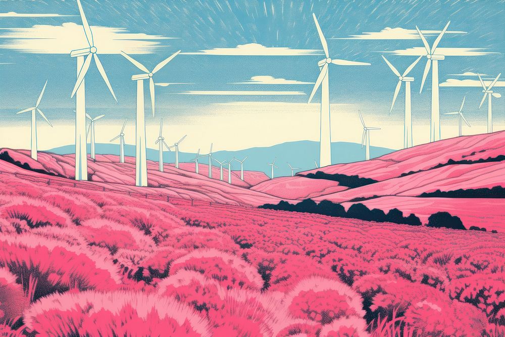 Wind farm windmill outdoors turbine. AI generated Image by rawpixel.