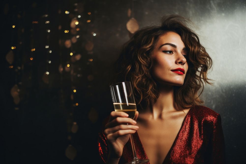 New year party photography portrait drink. AI generated Image by rawpixel.