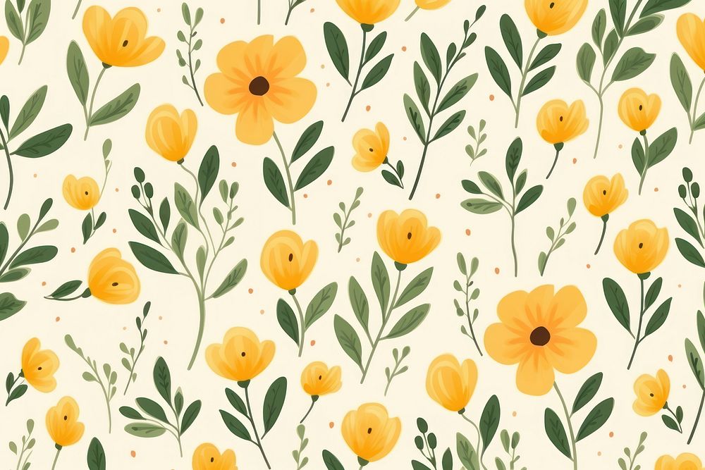 Yellow flower pattern backgrounds plant. AI generated Image by rawpixel.