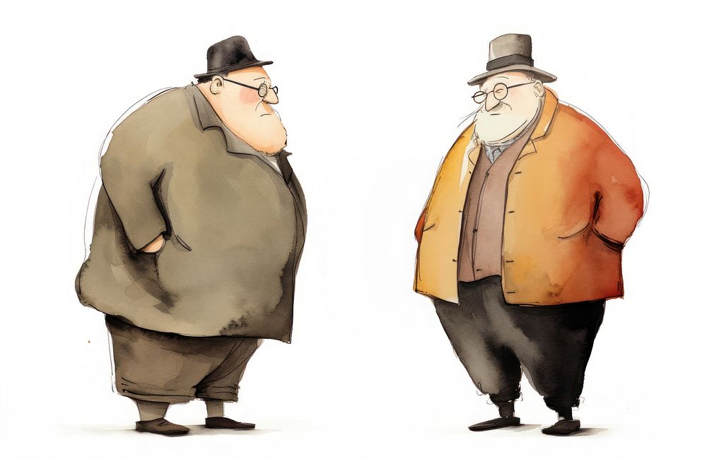 2 chubby old man talking overcoat cartoon fashion. AI generated Image by rawpixel.